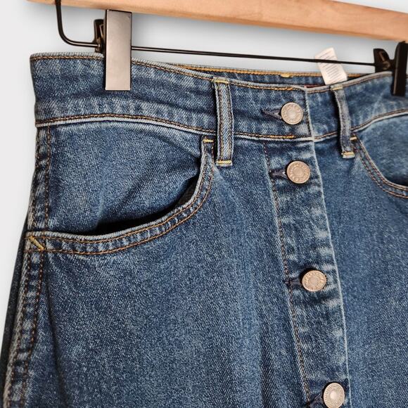 Faherty Womens Button Front Denim Pencil Midi Skirt Blue Jean 26 Classic Fit - Picture 4 of 7